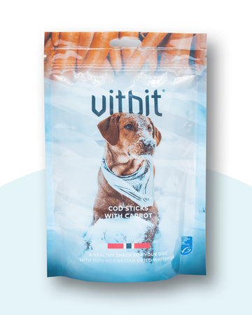Vitbit Torskestænger Hund med Gulerod 100 gr.