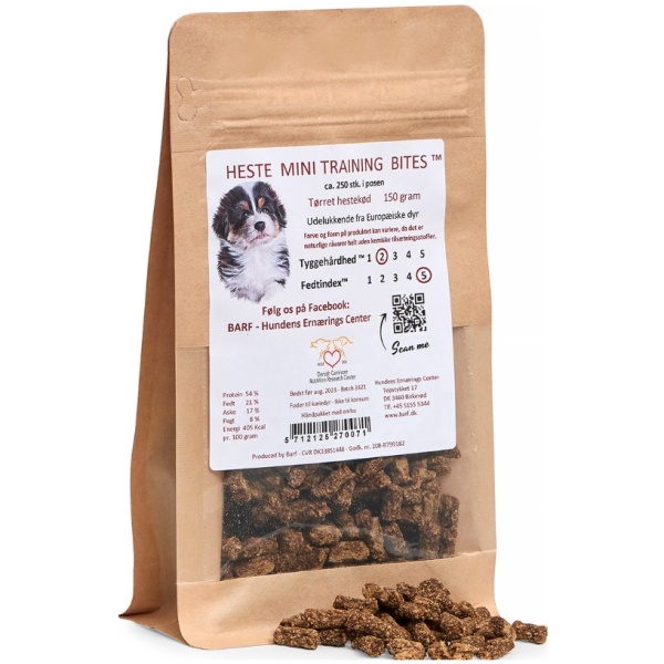 Carnitreats Mini Training Bites med tørret hestekød - 150g - Naturlige godbidder