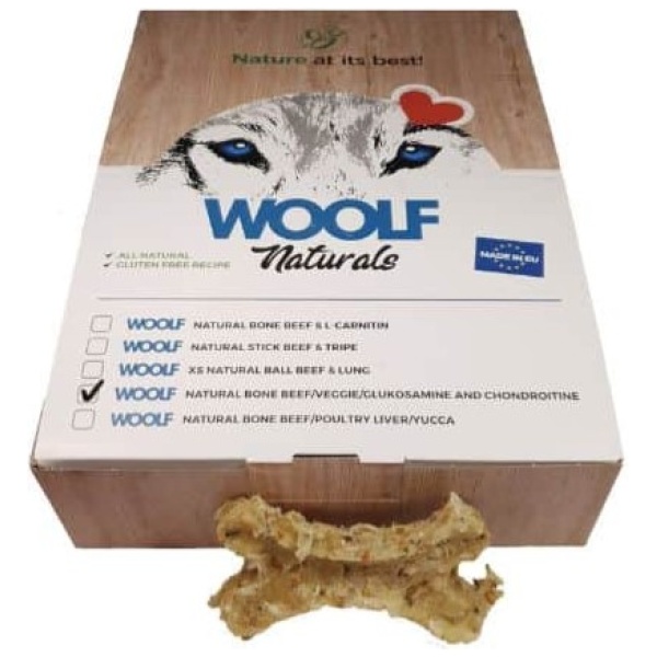 Woolf Natural Bone Beef/Veggie/Glucosamin - Tyggesnack til hunde