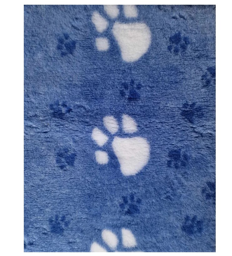 Vetbed Hundetæppe Blå med poter - Ekstra kraftig kvalitet