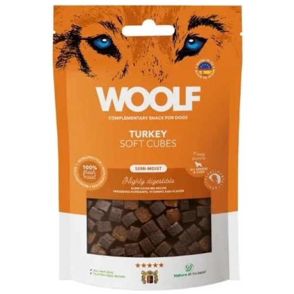 Woolf Soft Cubes Turkey 100 g  - Bløde godbidder
