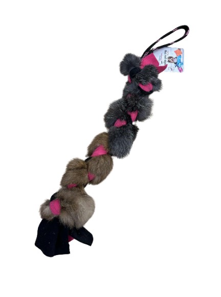 Psy Flettet Fleecetov med Kaninpels. Medium. belønningslegetøj - Billede 2